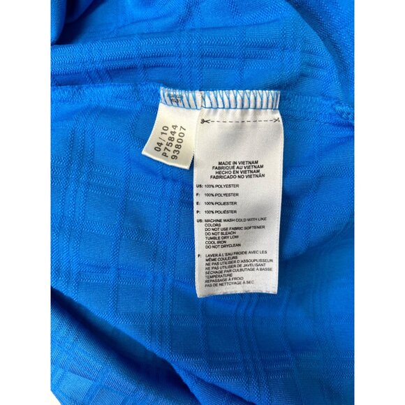 Adidas Golf Mens Blue Polo Shirt 2XL ClimaCool Short Sleeve Plaid Pattern - Picture 6 of 8